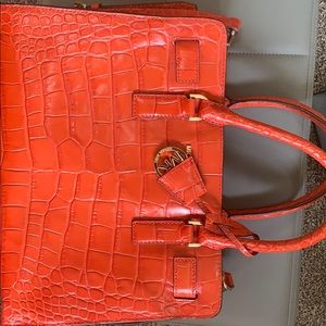 Michael Kors orange croc pattern leather bag